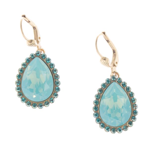 Catherine Popesco Teardrop Stone Border Crystal Earrings - Assorted Colors