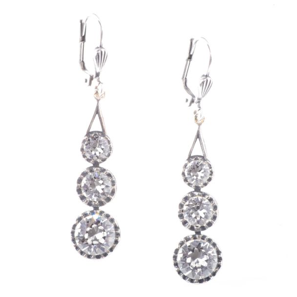 Catherine Popesco Three Stone Crystal Earrings - Assorted Colors