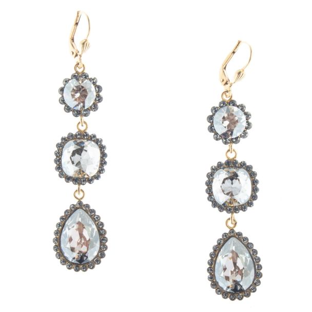 Catherine Popesco Triple Stone Teardrop Crystal Earrings - Assort Colors