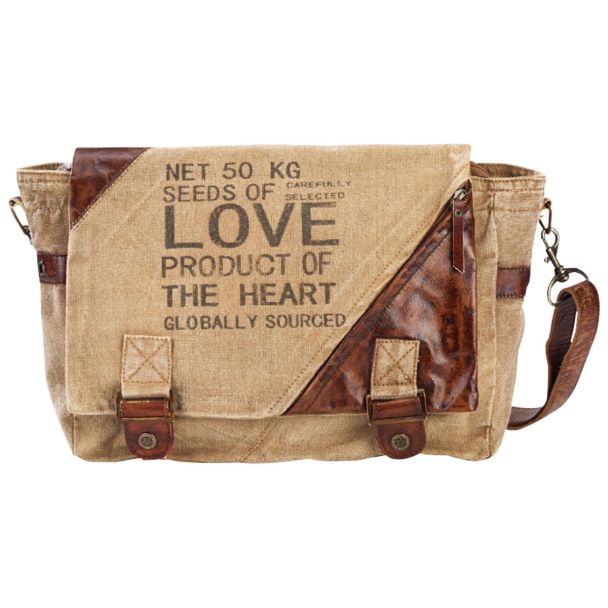 Seeds of Love Product of the Heart Re-purposed Canvas Purse by Clea Ray