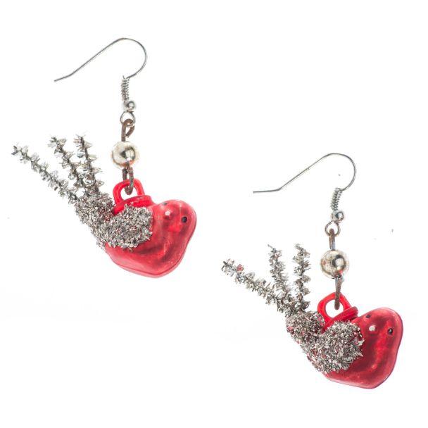Creative Co-Op Kitschy Vintage Glass Bird Christmas Ornament Earrings