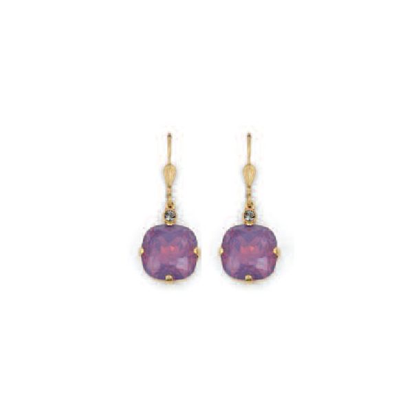 Catherine Popesco Large Stone Crystal Earrings - Lavender and Gold
