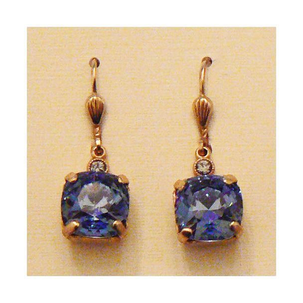Catherine Popesco Medium Stone Crystal Earrings - Midnight Blue and Gold