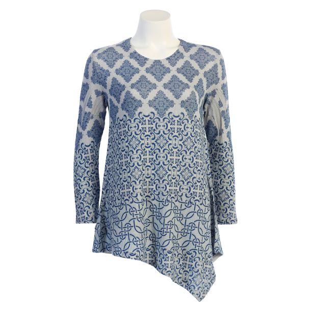 Jess & Jane Crepe Sweater Knit Asymetric Tunic Top - Lexis