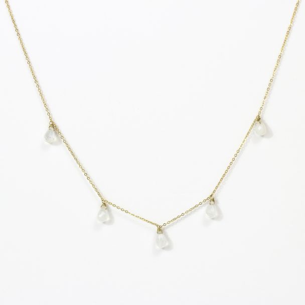 KOZAKH Handmade Minimalist Jewelry - Dainty Long Pluto Delicate Necklace - 14K Gold Filled - Moonstones