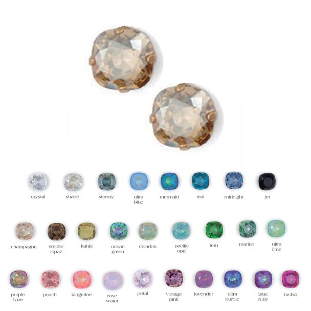 Catherine Popesco Stud/Post Large Stone Crystal Earrings - Assorted Colors