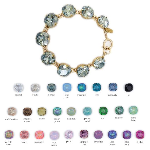 Catherine Popesco Large Stone Crystal Bracelet - Assorted Colors in Gold or Silver