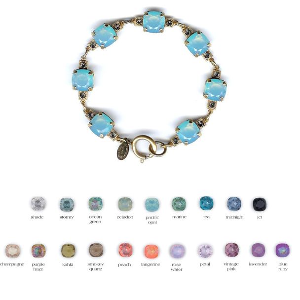 Catherine Popesco Medium Stone 10mm Crystal Bracelet - Assorted Colors in Gold or Silver