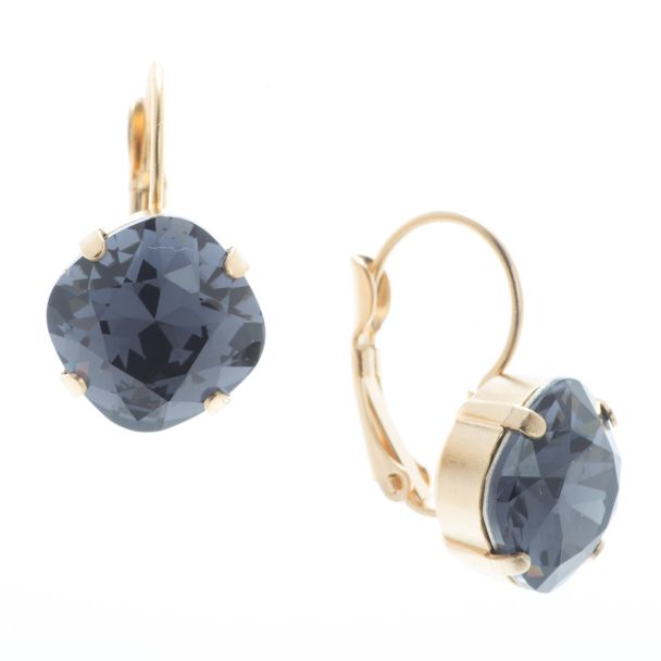 Lisa Marie Jewelry 12mm Square Swarovski Crystal Earrings - Graphite