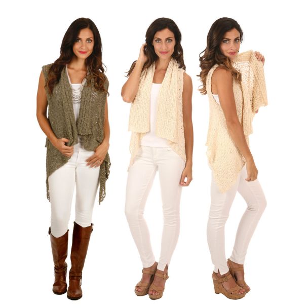 Lost River Popcorn Knit Reversible Vest - Moss or Black - Free Shipping