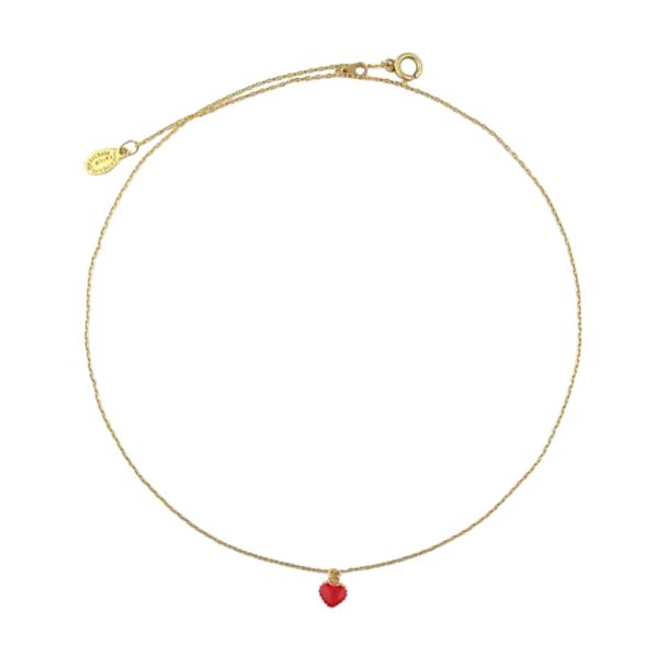 Catherine Popesco Tiny Red Enamel Heart Pendant Necklace - Assorted Colors
