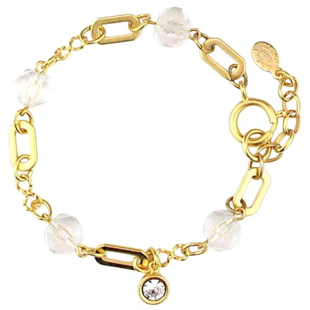 Catherine Popesco Gold Oval Link and Pearl Bracelet