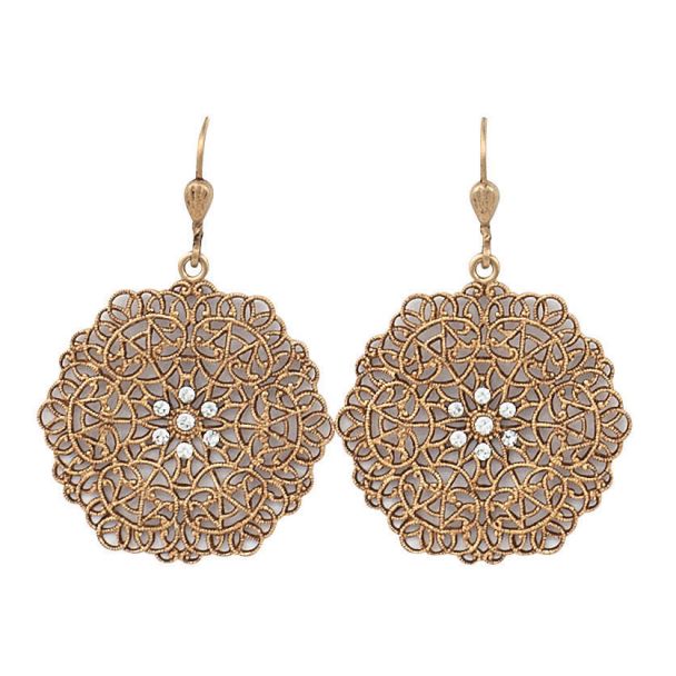 Catherine Popesco Small Round Lacy Earrings - Gold