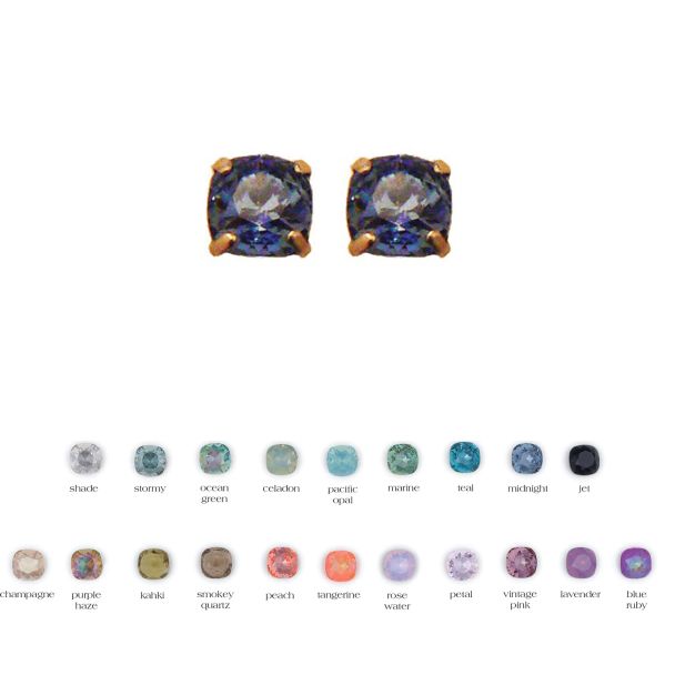 Catherine Popesco Square Medium Stone Post/Stud Earrings - Assorted Colors in Gold or Silver