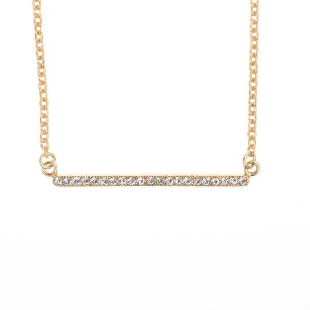 New! Catherine Popesco Gold Crystal Stone Bar Necklace - Assorted Colors