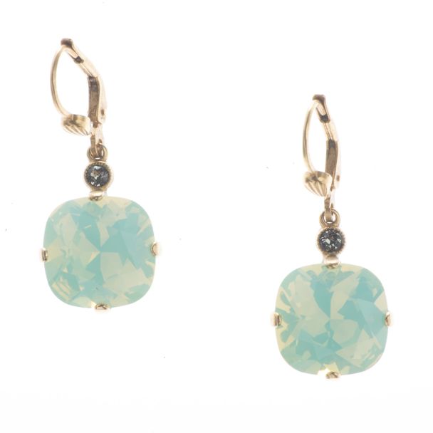 New Color! Catherine Popesco 12mm Large Stone Crystal Earrings - Sea Opal