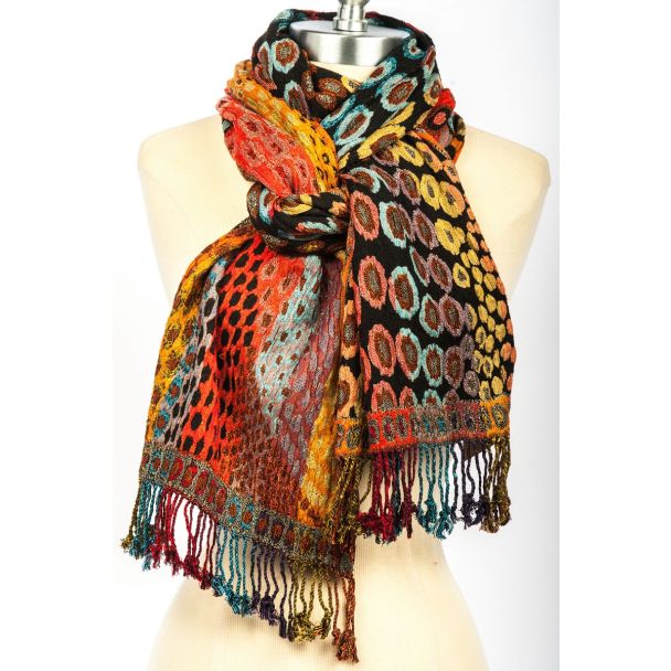 Luxurious! Silk Blend Lycra Hand Made Scarf by Rapti Fashion - Colorful Spots