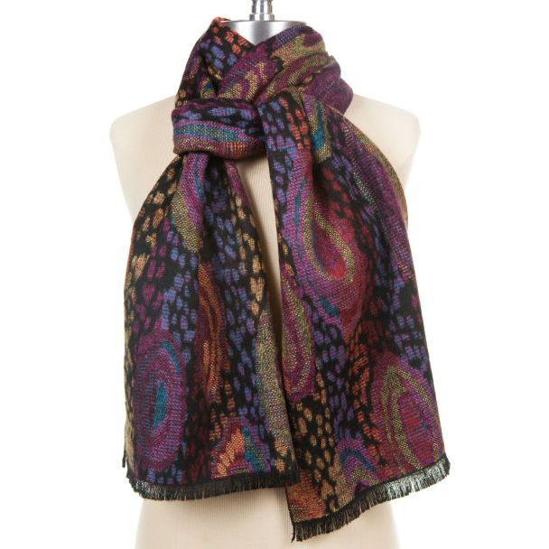 100% Cashmere Scarf by Rapti - Colorful Swirls & Spots