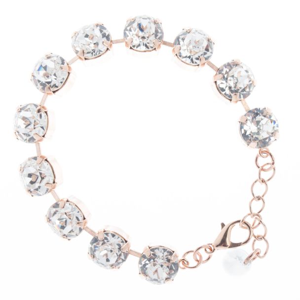YPMCO 10mm Round Swarovski Crystal Bracelet - Clear & Rose Gold