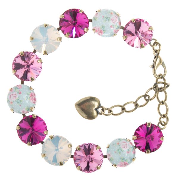 YPMCO 12mm - Fuchsia Rose Pink Vintage Chic Combo Crystal Bracelet