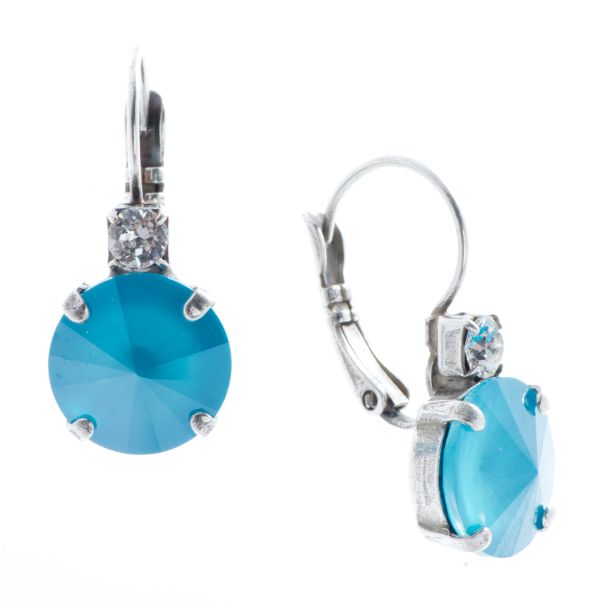 YPMCO 12mm Rivoli Crystal Earrings with Top Stone - Assorted Colors