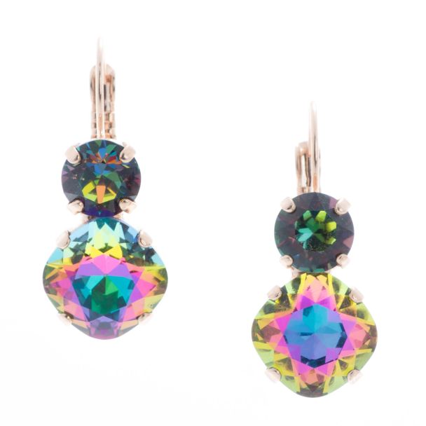 YPMCO 12mm Square Electra Crystal Earrings with Top Stone