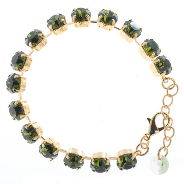 YPMCO 8mm Olivine Green Swarovski Crystal Tennis Bracelet