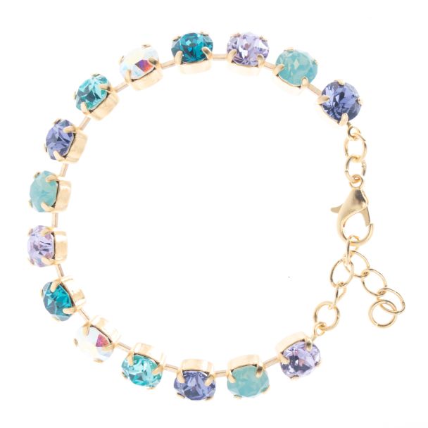 YPMCO 8mm Swarovski Crystal Tennis Bracelet - Aqua Violet Combo