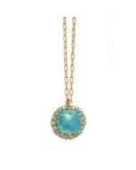Catherine Popesco Large Stone Necklace With Surrounding Crystals - Assorted Colors in Gold