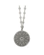 Catherine Popesco Large Lacy Medallion Silver Crystal Necklace - Assorted colors