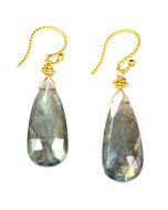 Shimmery Labradorite Elongated Drop Gold Filled Twisted Wire Earrings by Char Maassen