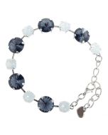 YPMCO 12mm - 8mm Black and White Swarovski Crystal Combo Bracelet