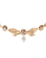 Barbosa Jewelry 24K Gold Plated Goddess Rose Pearl Drop Necklace
