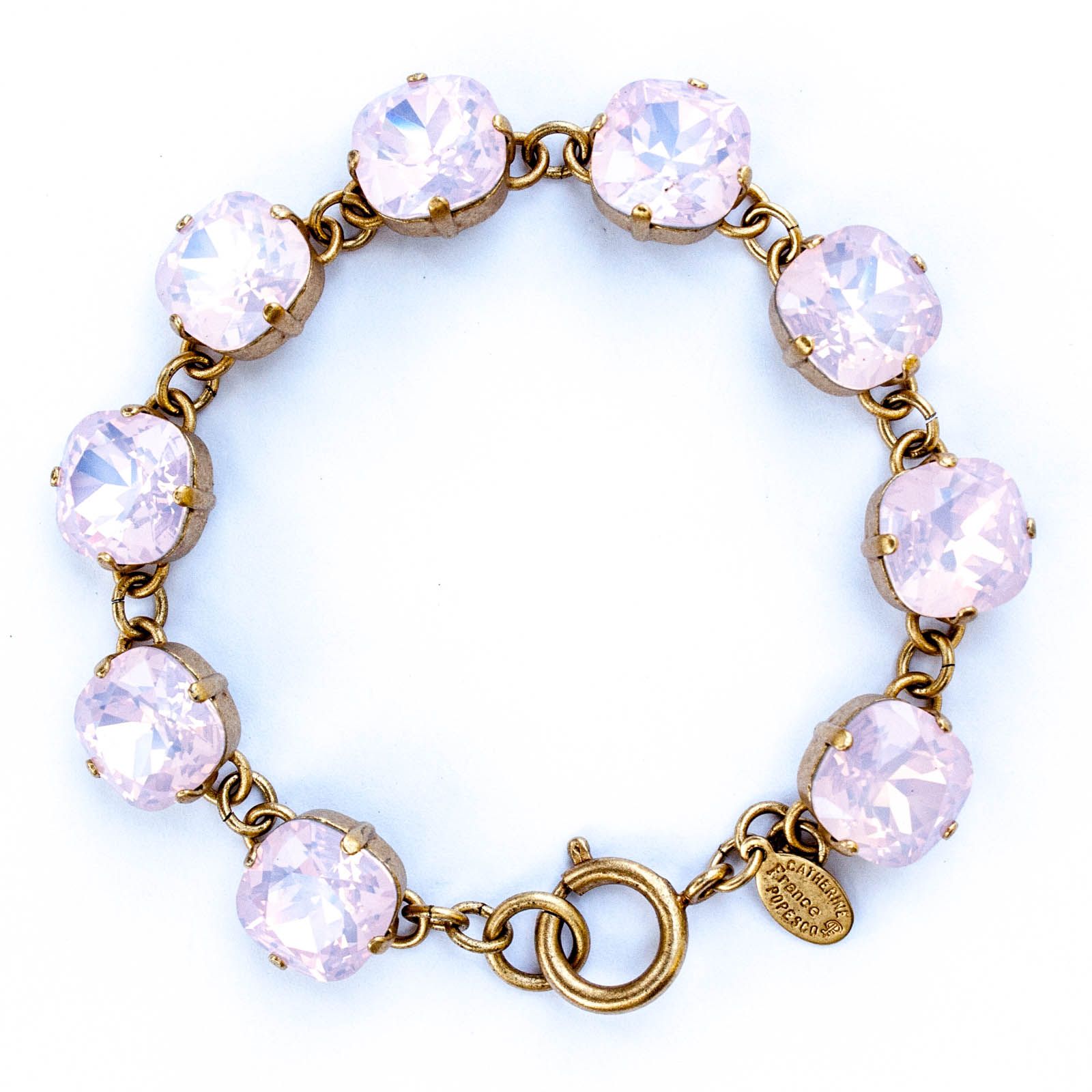 Catherine Popesco Large Stone Crystal Bracelet - Pink Rosewater and Gold